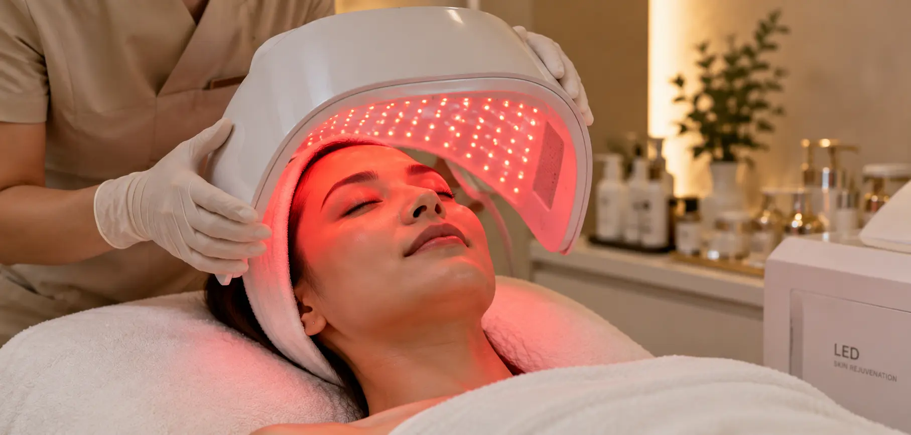 LED light therapy stage of the Deep Relax Hydra Infusion Session